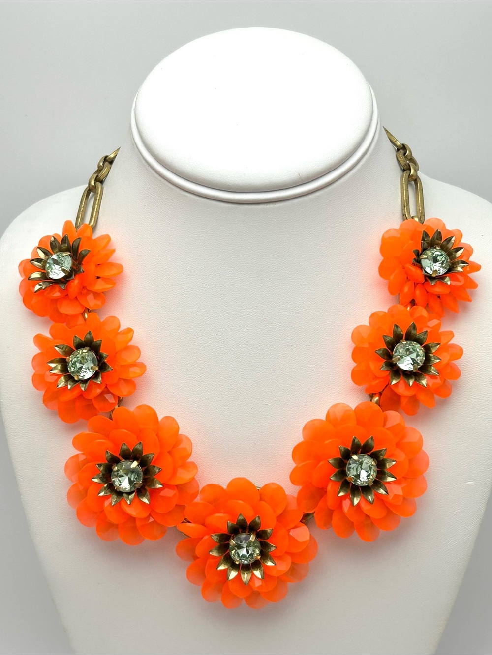 J. Crew Bright Orange Flower Necklace